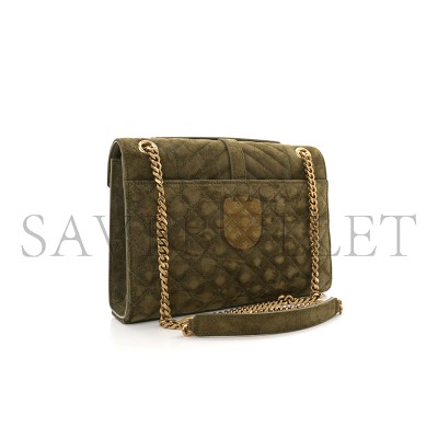 YSL ENVELOPE MEDIUM CHAIN BAG IN SUEDE SHOULDER BAG GREEN 4872061546603 (24*17.5*6cm)