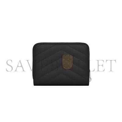 YSL CASSANDRE MATELASSÉ COMPACT ZIP AROUND WALLET IN GRAIN DE POUDRE LEATHER 668288BOW021000 (12*10*3cm)
