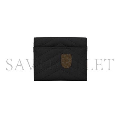 YSL CASSANDRE MATELASSÉ COMPACT TRI FOLD WALLET IN GRAIN DE POUDRE LEATHER 403943BOW021000 (12.5*10*2.5cm)