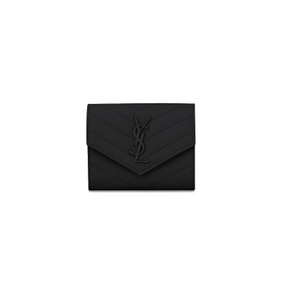 YSL CASSANDRE MATELASSÉ COMPACT TRI FOLD WALLET IN GRAIN DE POUDRE LEATHER 403943366520 (12.5*10*2.5cm)