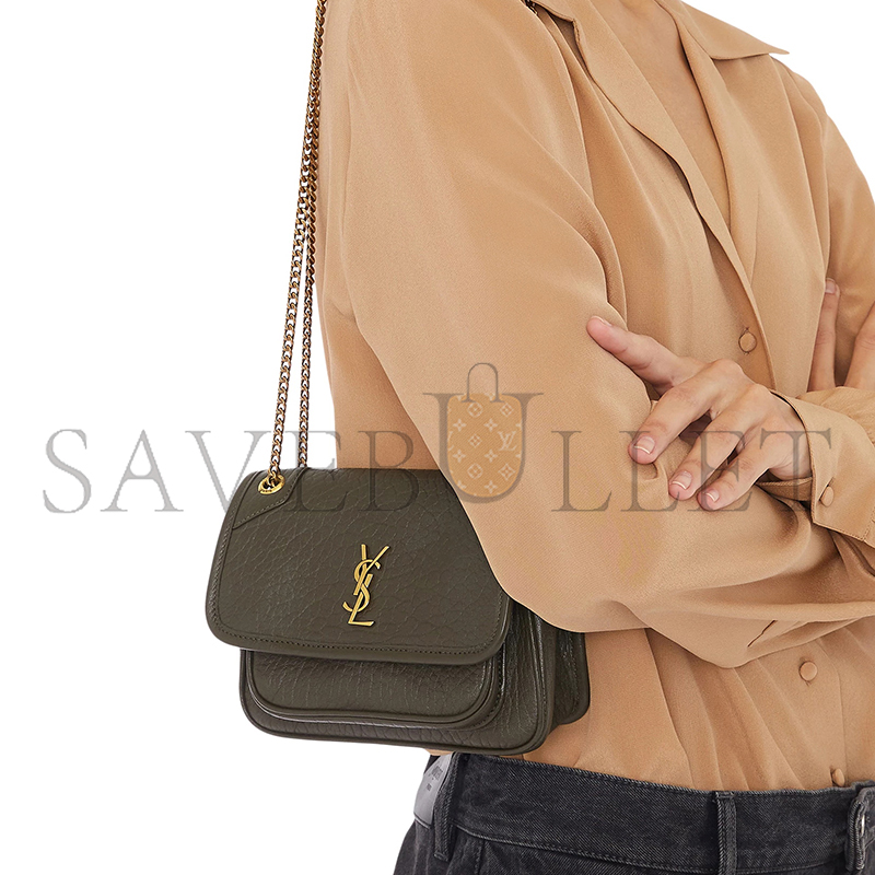 YSL NIKI CROSSBODY BAG IN LEATHER 218164781 (21*16*7.5cm)