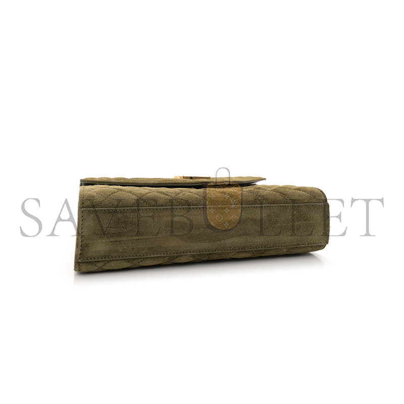 YSL ENVELOPE MEDIUM CHAIN BAG IN SUEDE SHOULDER BAG GREEN 4872061546603 (24*17.5*6cm)