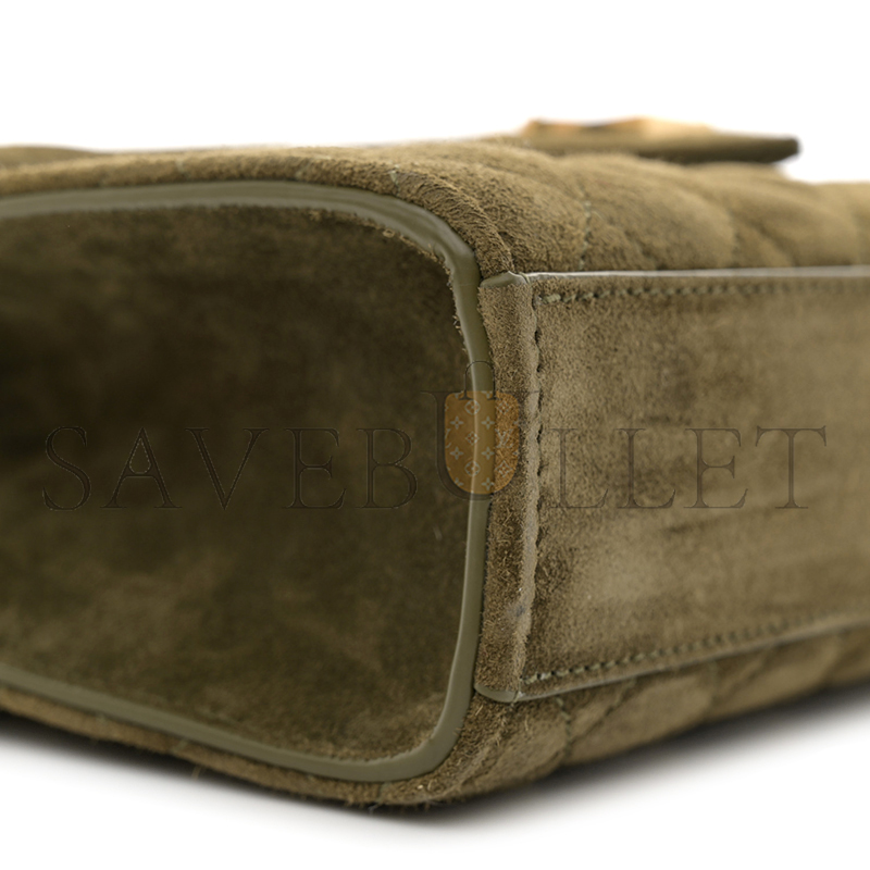 YSL ENVELOPE MEDIUM CHAIN BAG IN SUEDE SHOULDER BAG GREEN 4872061546603 (24*17.5*6cm)