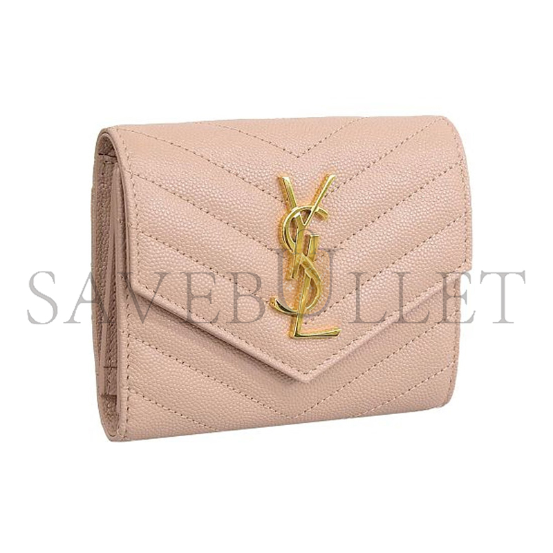 YSL CASSANDRE MATELASSÉ COMPACT TRI FOLD WALLET IN GRAIN DE POUDRE LEATHER 403943 (12.5*10*2.5cm)