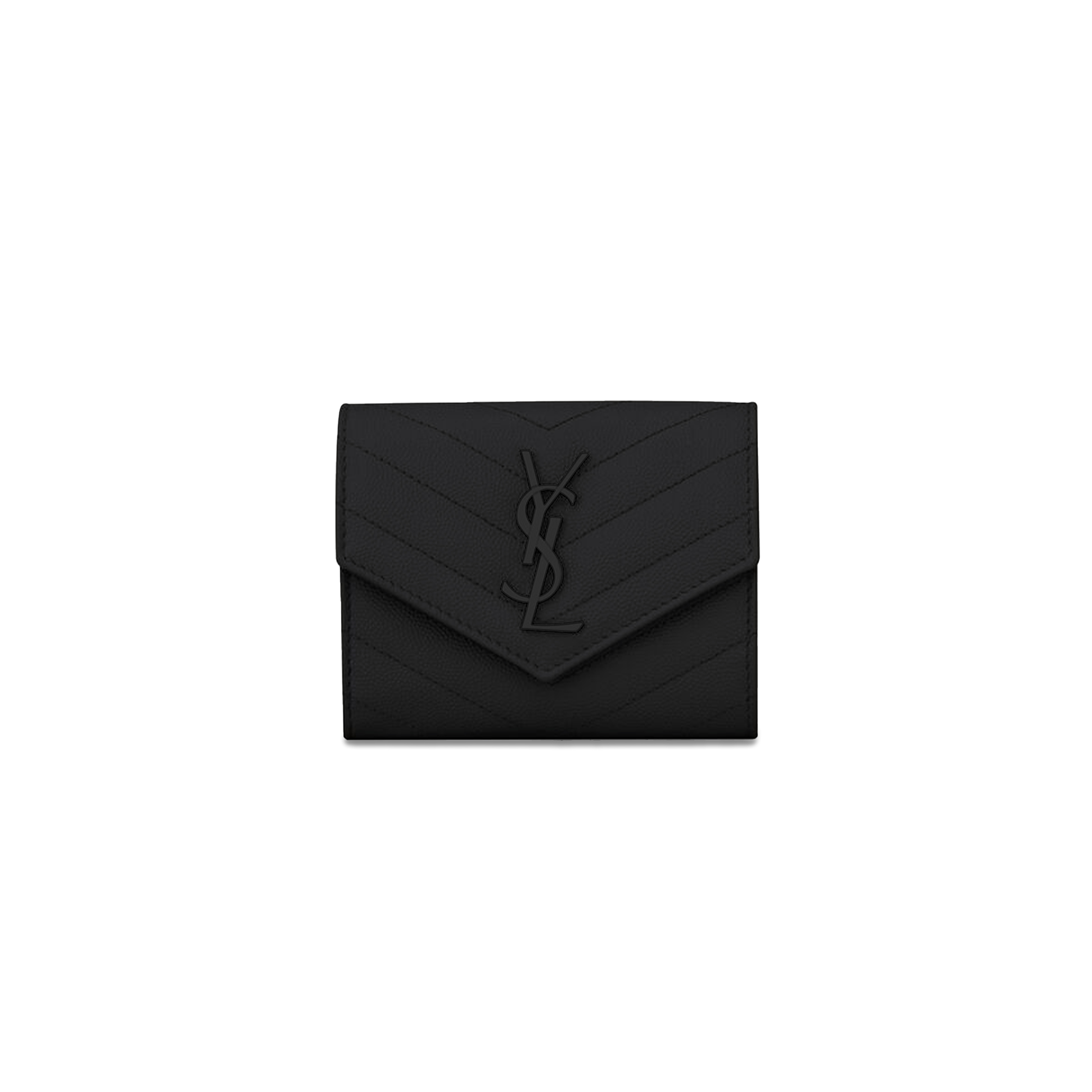 YSL CASSANDRE MATELASSÉ COMPACT TRI FOLD WALLET IN GRAIN DE POUDRE LEATHER 403943366520 (12.5*10*2.5cm)